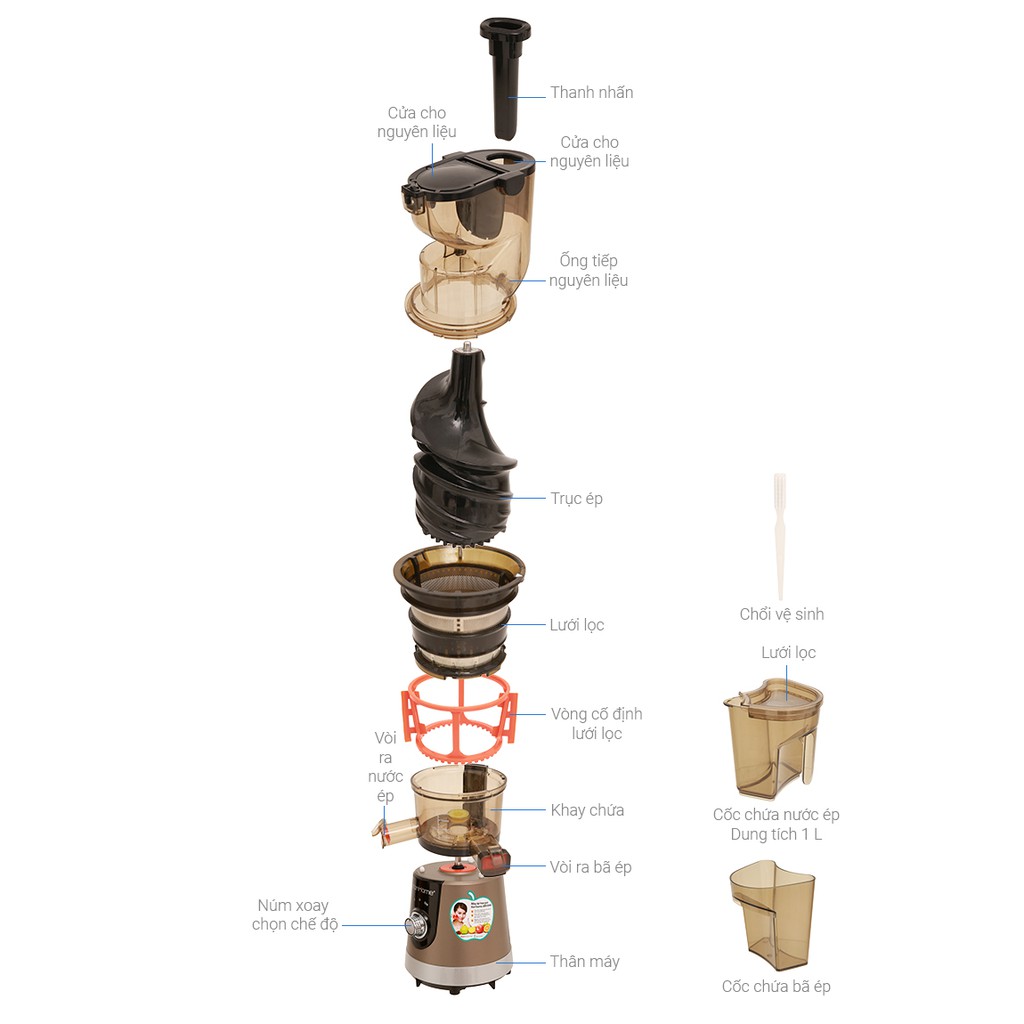 Máy ép chậm Korihome  JEK-644 dung tích lớn, ép nhiều