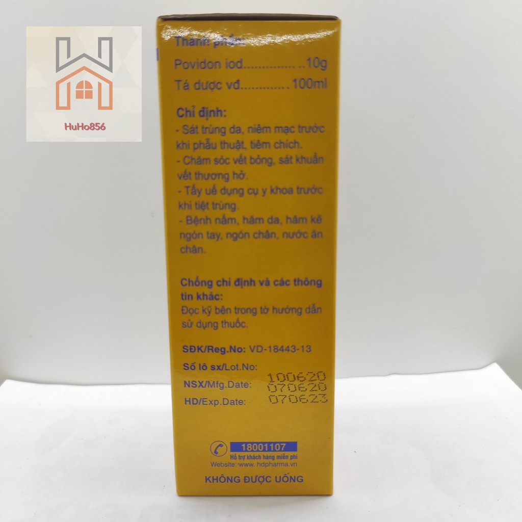 Cồn sát trùng POVIDON-IOD HD Chai 100 ml