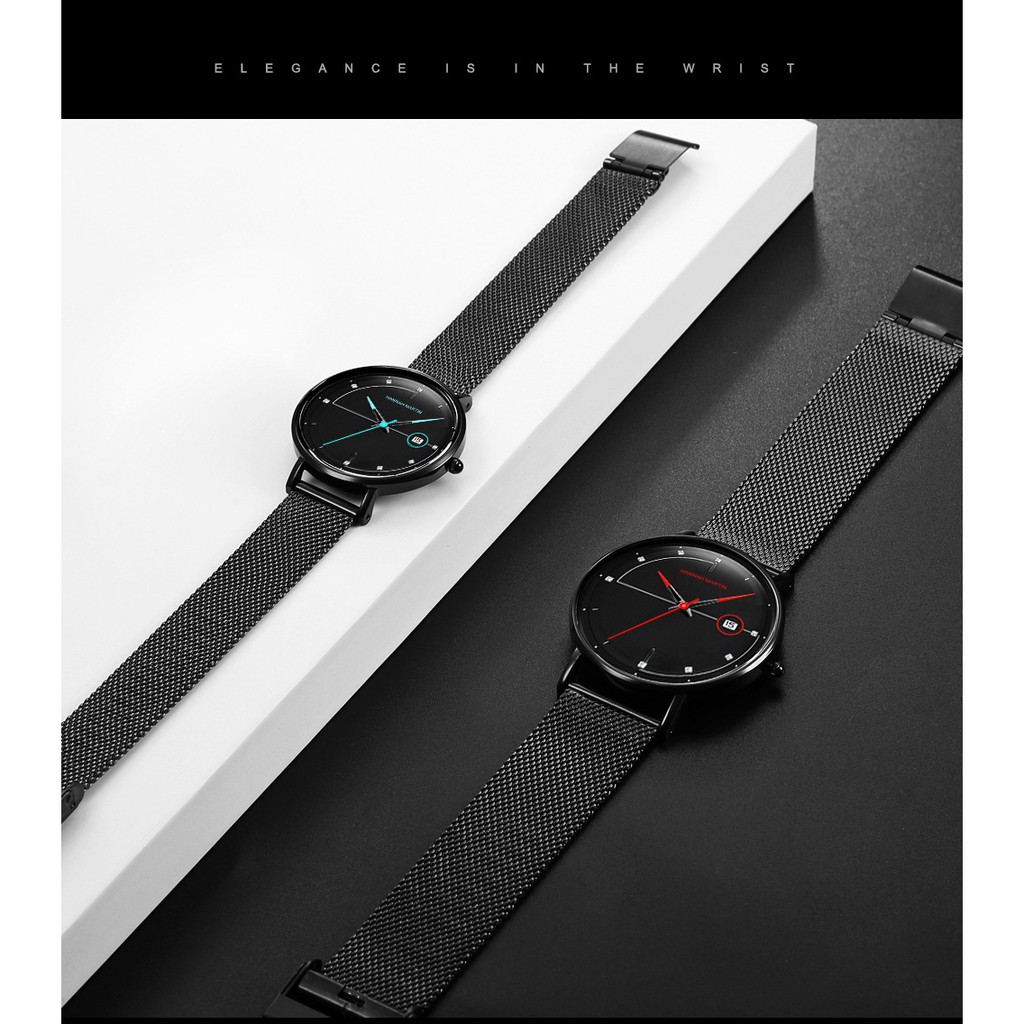 Đồng hồ nam chính hãng Hannah Martin HM-101 dây thép siêu mỏng đẹp máy Nhật cao cấp | BigBuy360 - bigbuy360.vn