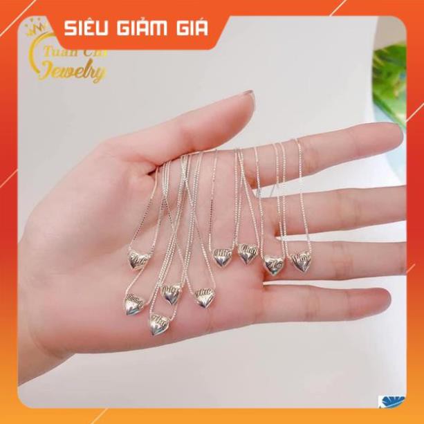 Dây Chuyền Bạc ⚡SALE SỐC⚡ Vòng Cổ Bạc Nữ Mặt Trái Tim Khắc Tên Ý Nghĩa FREE SHIP