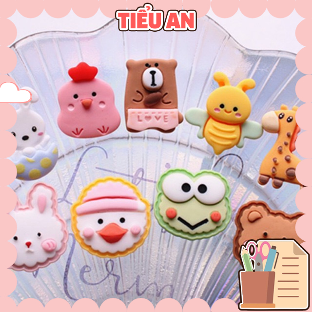 Charm (C131) slime/ Dụng Cụ Charm Trang Trí [Ko Keo &amp; Nút] Hình Thú và Hoa (1.5 x 2.3 cm)