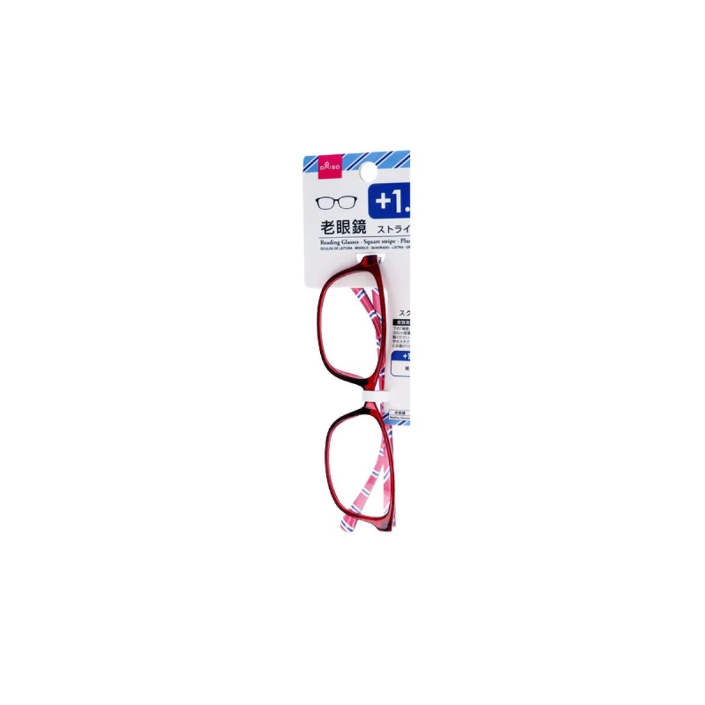 Daiso Kính Lão Đọc Sách 1.5 Độ 13.9X15X3.7Cm  Reading Glasses -Square Stripe- Plus1.5-