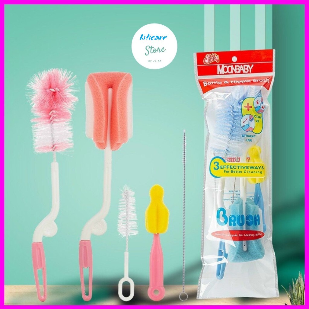 Bộ cọ rửa bình sữa và núm ty 5 món