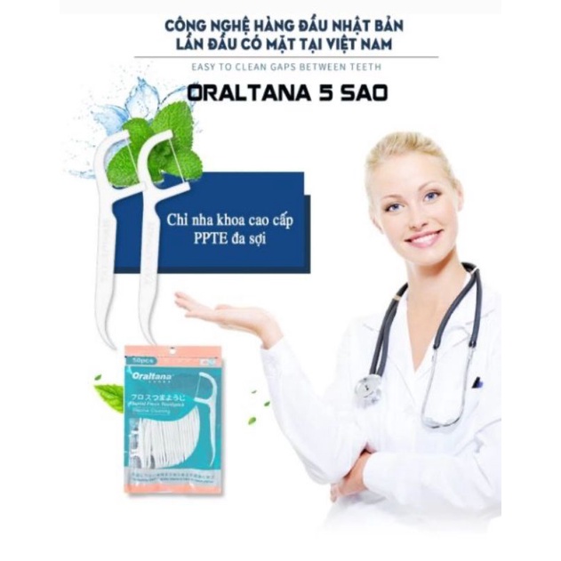 Tăm chỉ nha khoa 5 sao ORALTANA gói 50 chiếc