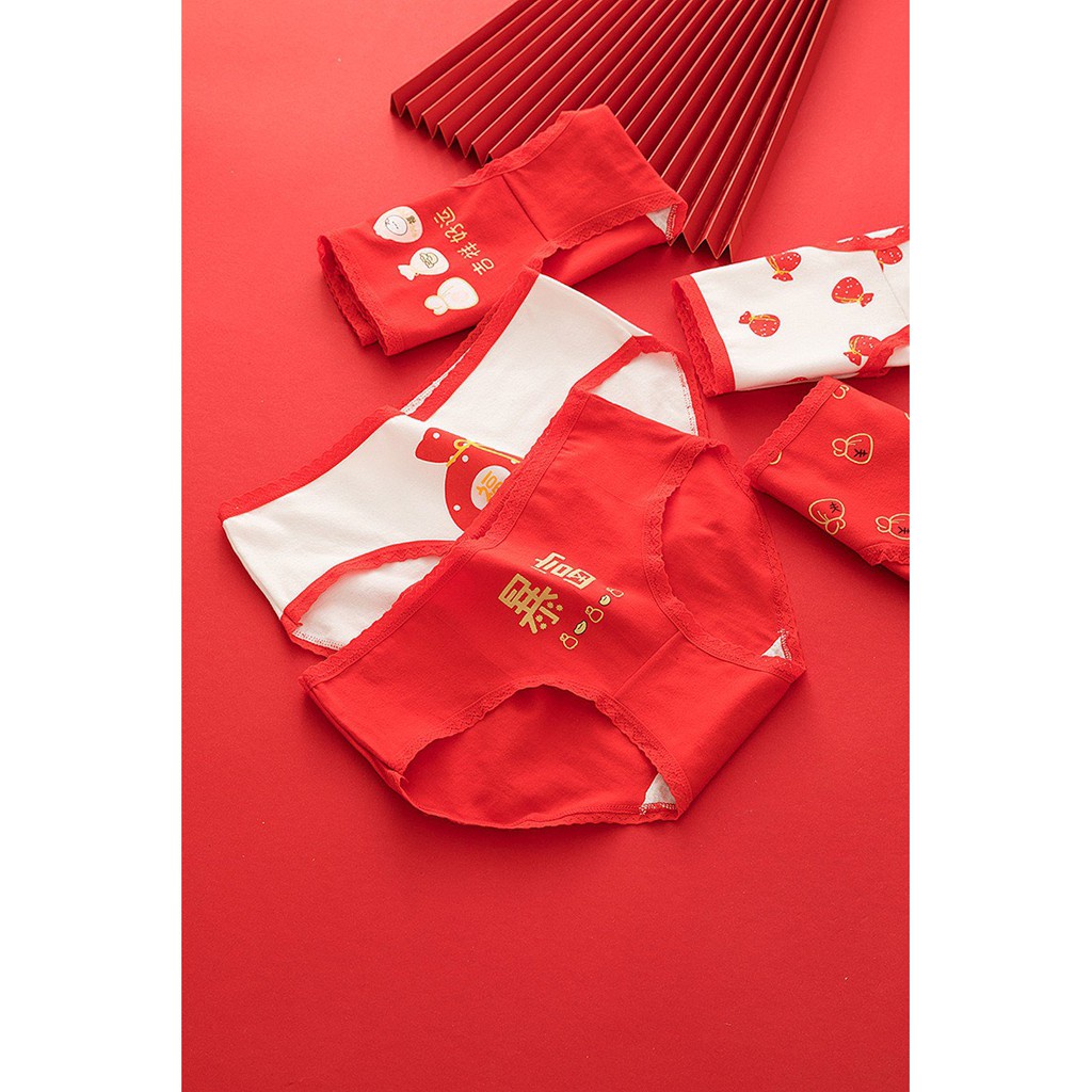 Quần Lót Nữ ❤️FREESHIP❤️ Quần Cotton Nữ tông đỏ trẻ trung tôn dáng gợi cảm❤️ Quần Lót Nữ phối viền ren điệu đà mã L158