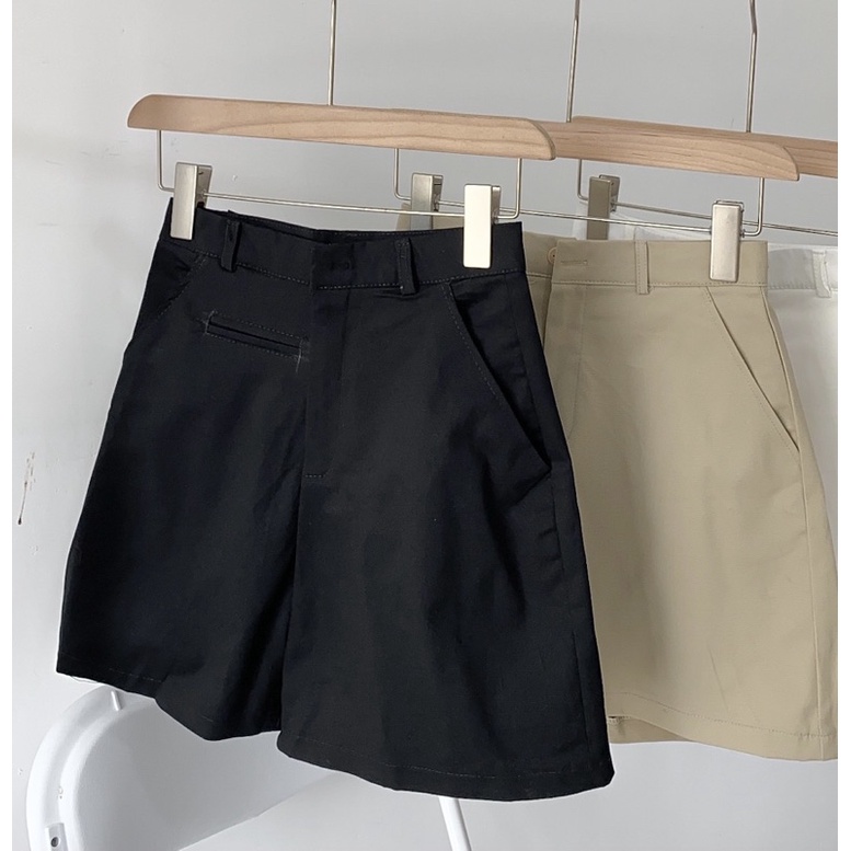 Quần đùi short nữ lưng cao túi mổ chất kaki cao cấp lên form xinh
