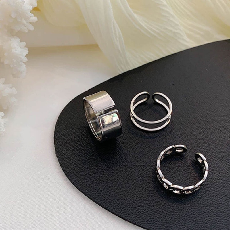 Bộ 3 nhẫn đeo khớp ngón tay màu bạc đơn giản thời trang Hàn Quốc cho nữ