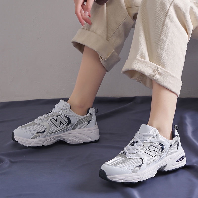 Giầy thể thao 530 chữ N nam nữ màu xanh và trắng vải lưới thoáng mát đế độn kiểu Hàn Quốc Ulzzangshop520