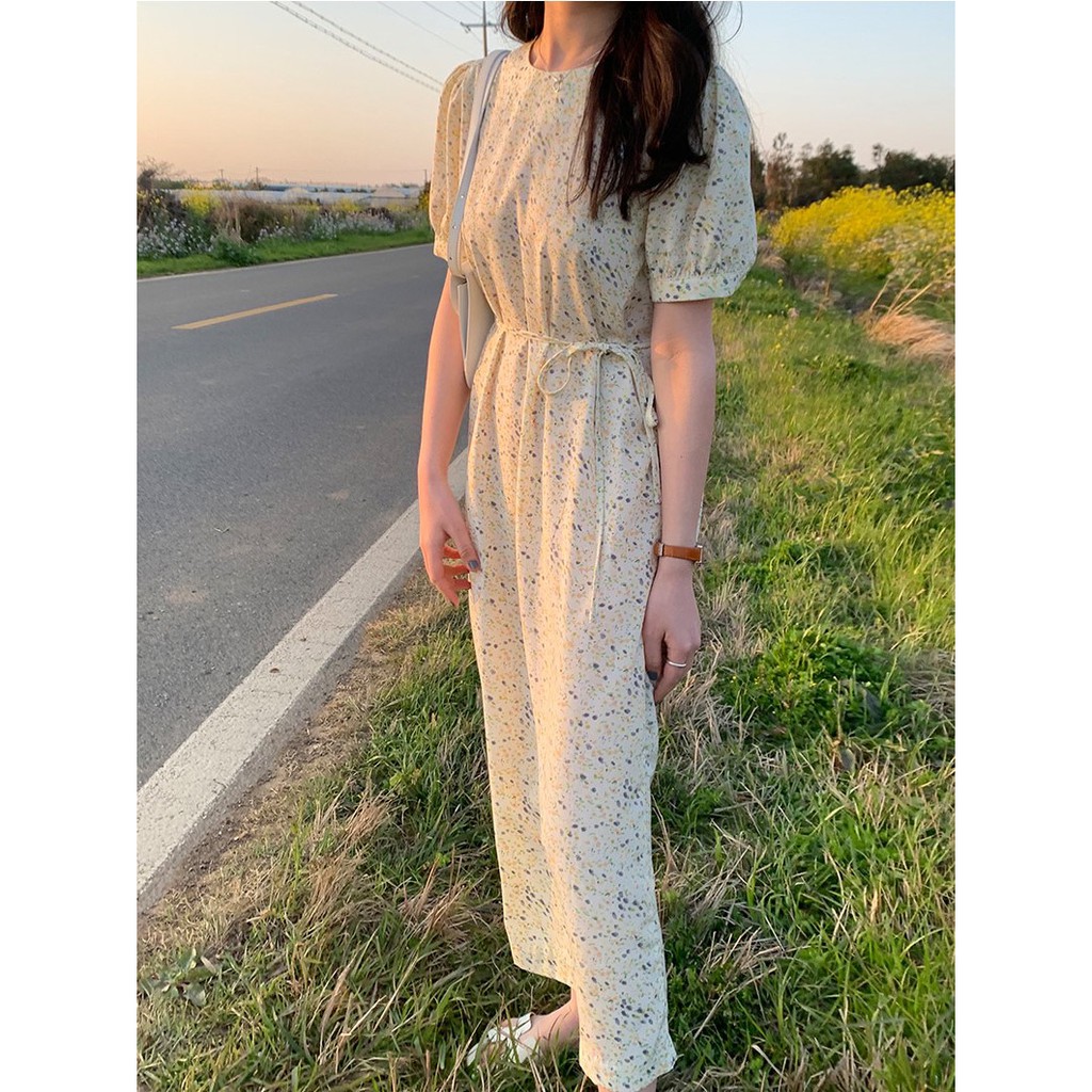 Đầm voan hoa ngắn tay xinh xắn phong cách Hàn Quốc 42660