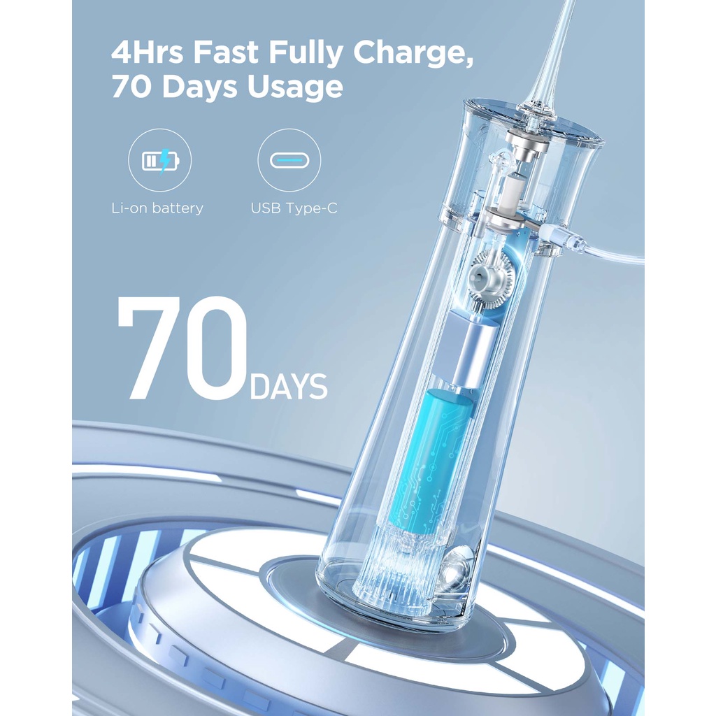 Máy tăm nước cầm tay Fairywill F30 với 6 đầu thay thế và bình nước 300ml