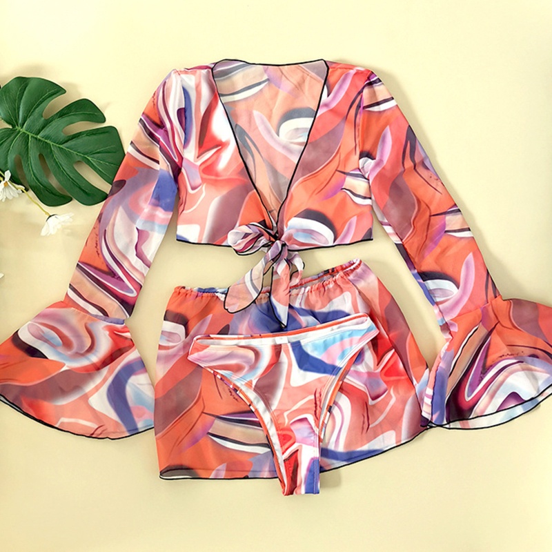 Bộ Bikini 3 Mảnh Thắt Nút Mềm Mại Quyến Rũ Cho Nữ