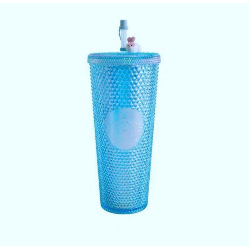 Ly Starbucks Blue Bunny Bling Studded kèm Topper Thỏ China 24oz 710ml