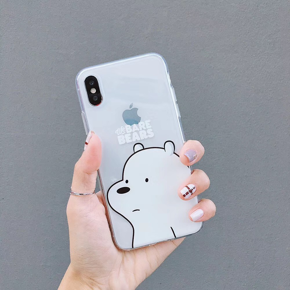 Ốp điện thoại trong suốt in hình gấu dành cho iPhone11 Xsmax 7Plus 6sp XR SE 2020 8PLUS Case | BigBuy360 - bigbuy360.vn