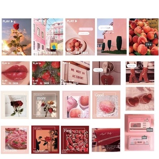 Set 10 sticker tông đỏ hồng (Chống thấm nước)❤❤❤