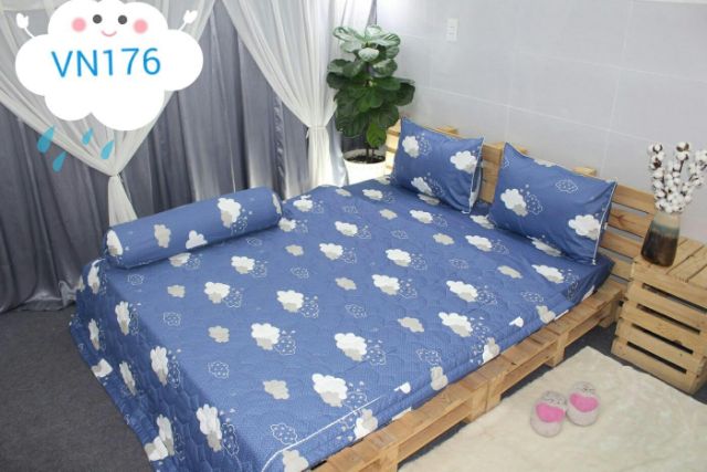 Combo 2 bộ drap giường cotton không chăn / mền