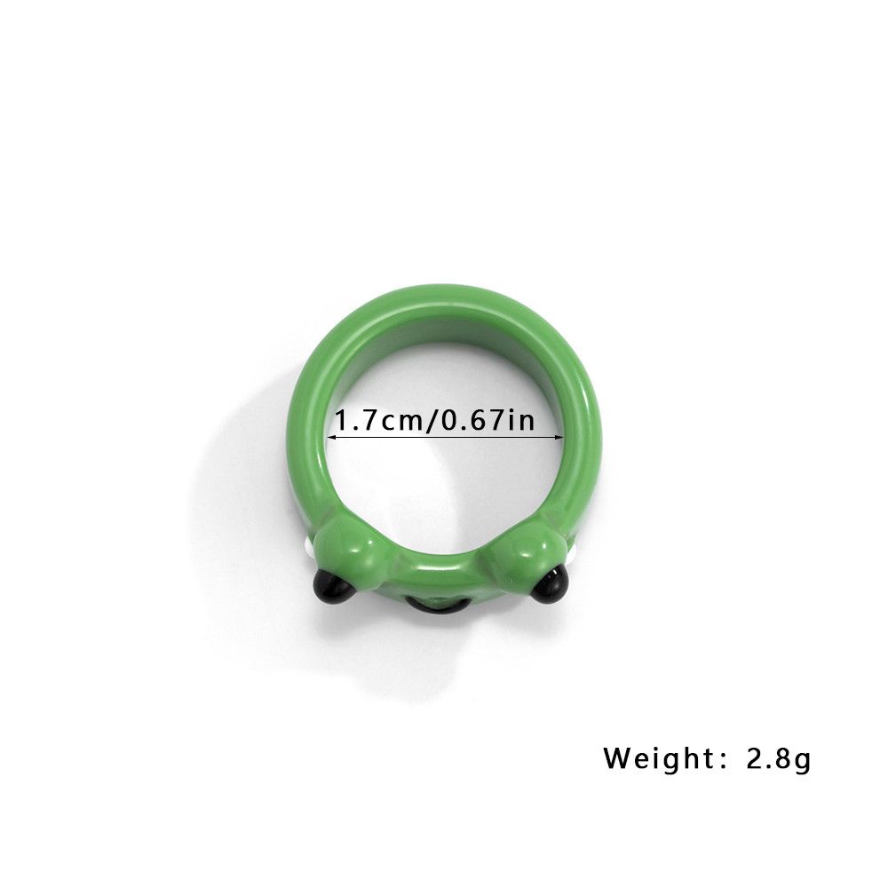 Nhẫn nhựa resin thiết kế kiểu chú ếch màu tương phản dễ thương vui nhộn thời trang dành cho nữ