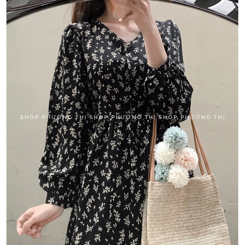 Đầm babydoll hoa nhí cổ V dáng dài (hàng sẵn) | BigBuy360 - bigbuy360.vn