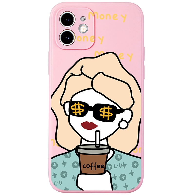 Ốp lưng JURSUE hoạt hình cặp đôi dễ thương đẹp cho iPhone 13 12 11 Pro Max SE 2020 X XR XS ip 8 7 6 6S Plus kute Y294