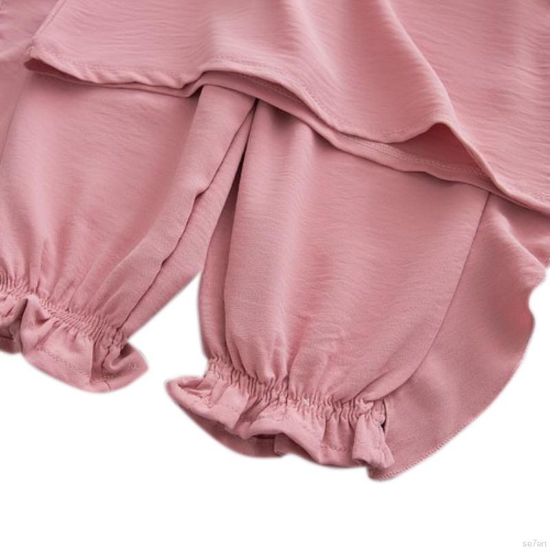 Set Áo Thun Tay Cánh Tiên Phối Nơ + Quần Short Cho Bé Gái 2-8 Tuổi