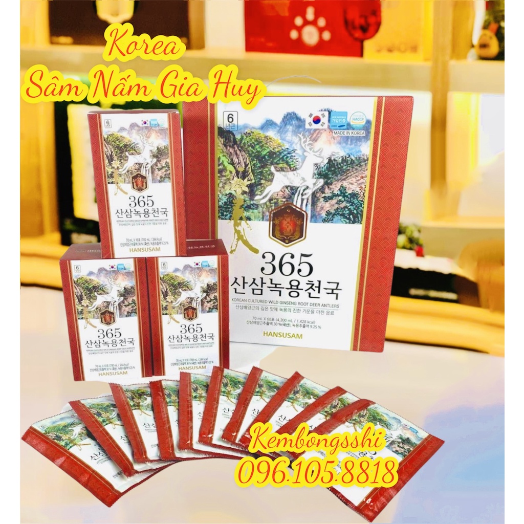 [SỈ TẬN GỐC] Nước Hồng Sâm Nhung Hươu Hàn Quốc, Hộp 60 gói [DATE 2024]