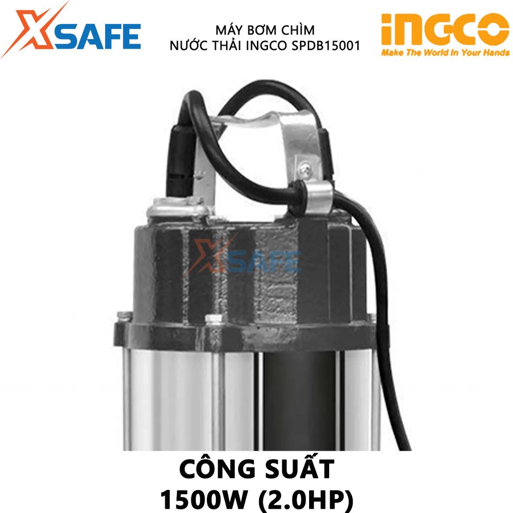 Máy bơm chìm nước thải INGCO SPDB15001 Máy bơm chìm 1500W, chiều cao bơm 14.5m, tốc độ dòng chảy 20m3/h - [XSAFE]