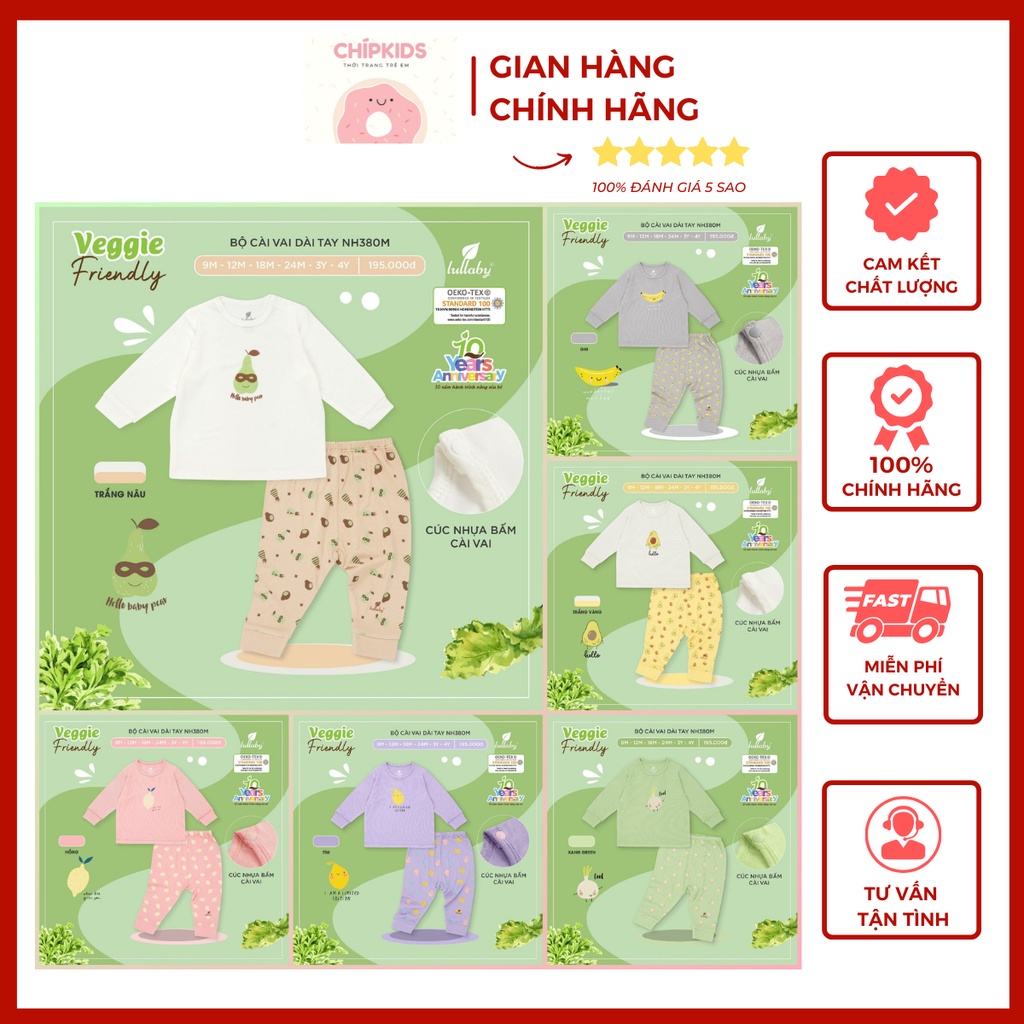 Bộ quần áo dài tay cài vai Peptit Lullaby cao cấp, bộ Peptit bé trai, bé gái - mẫu mới nhất
