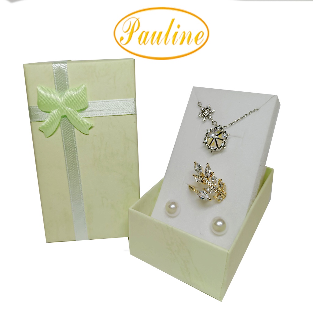 Hộp giấy đựng đồ trang sức 8x5x2.8 H853N đính nơ 10 màu - Pauline's Store