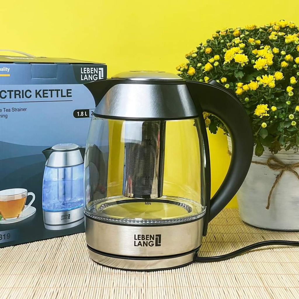 Ấm siêu tốc thủy tinh Lebenlang 1.8L LBE2819 Đức