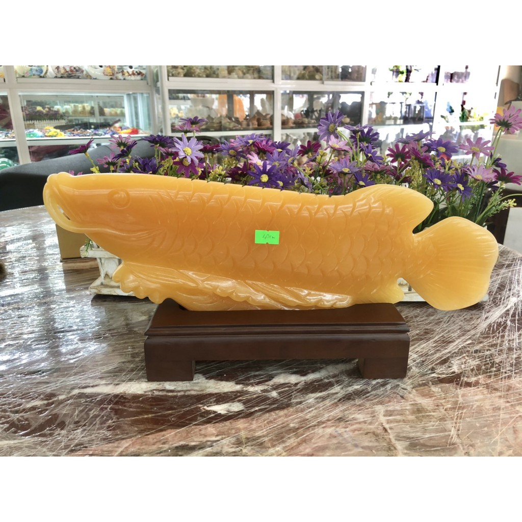 Tượng Cá Rồng, cá Ngân Long phong thủy tài lộc đá Ngọc hoàng long - Dài 40 cm