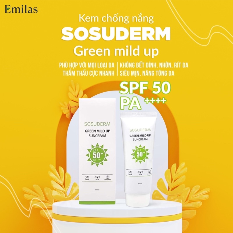 SOSUDERM - Kem chống nắng phổ rộng, nâng tông da Sosuderm SPF5, PA++++
