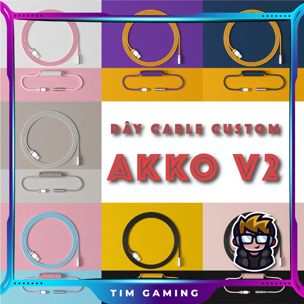 [Chính hãng] Dây cáp custom AKKO v2 (Prunus / Tokyo / Macaw / Los Angeles / 9009 / Black Pink / Black Gold)