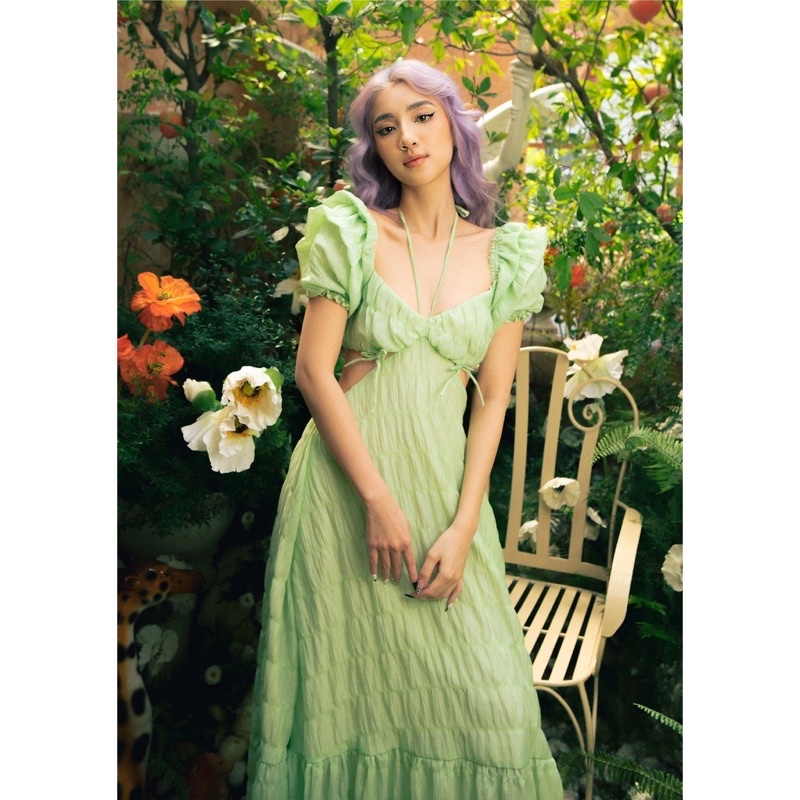 ĐOM ĐÓM DRESS  (có mút ngực)- ĐẦM XỐP CÁNH TIÊN KHOÉT EO BUỘC DÂY CỔ - ZZ5 | BigBuy360 - bigbuy360.vn