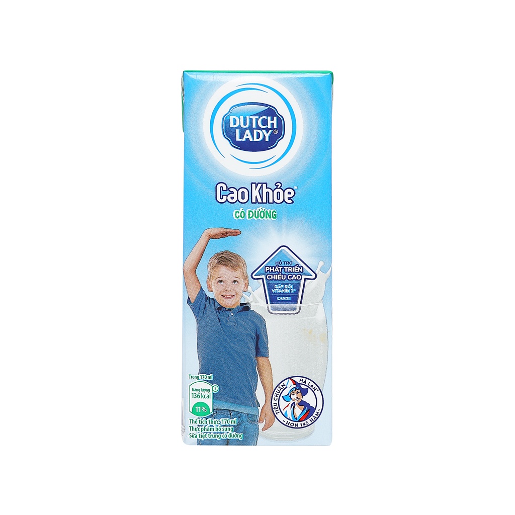 LỐC 4 HỘP SỮA DUTCH LADY CAO KHỎE CÓ ĐƯỜNG 170ML