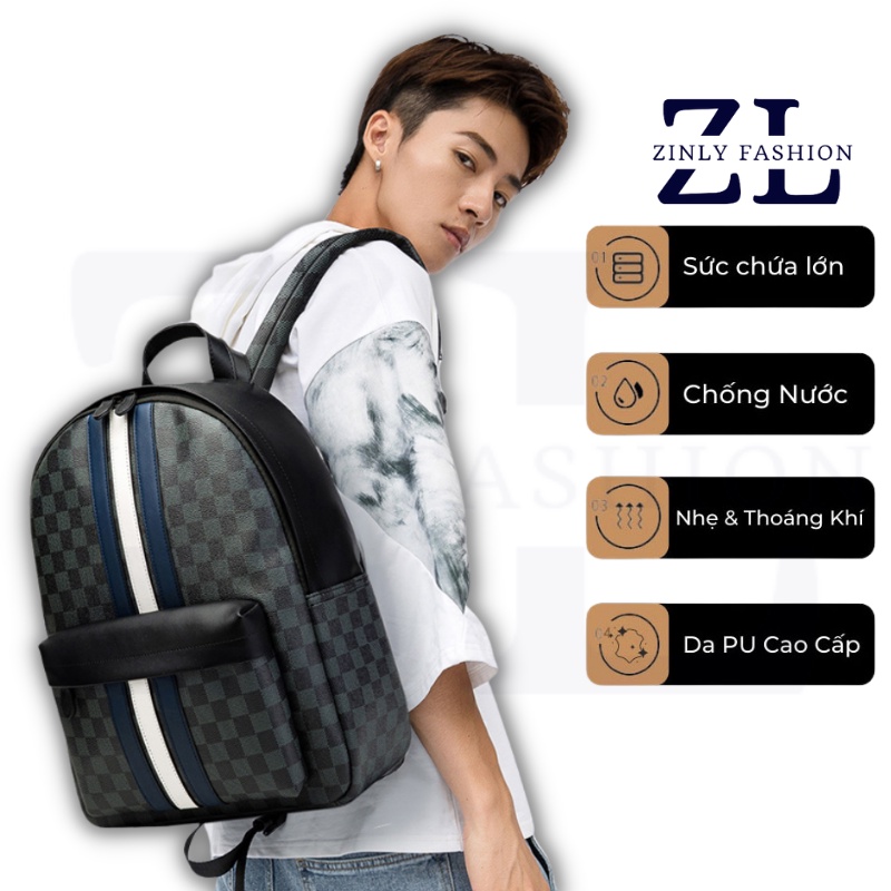 Balo da thời trang chất liệu da PU cao cấp có ngăn laptop riêng - Zinly