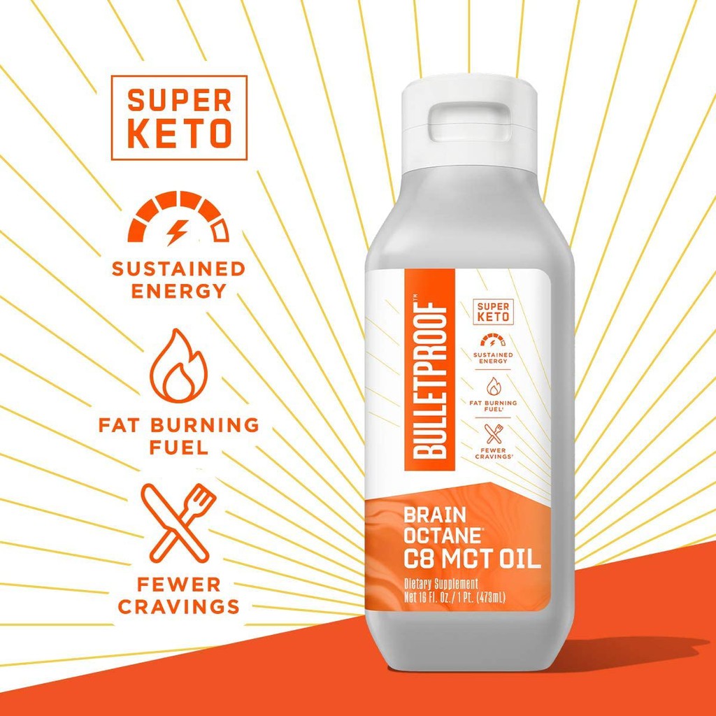 Dầu dừa MCT oil C8 Bulletproof pha cafe,nấu ăn, làm bánh, giảm béo, đốt mỡ, chuyển hoá năng lượng, 500ml. USA