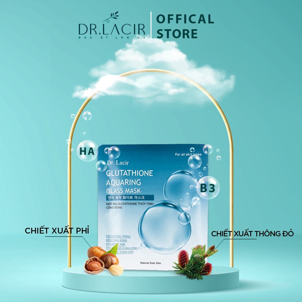 Mặt nạ thuỷ tinh trắng da cấp ẩm Dr. Lacir Glutathione dưỡng da căng bóng trắng mịn LM01