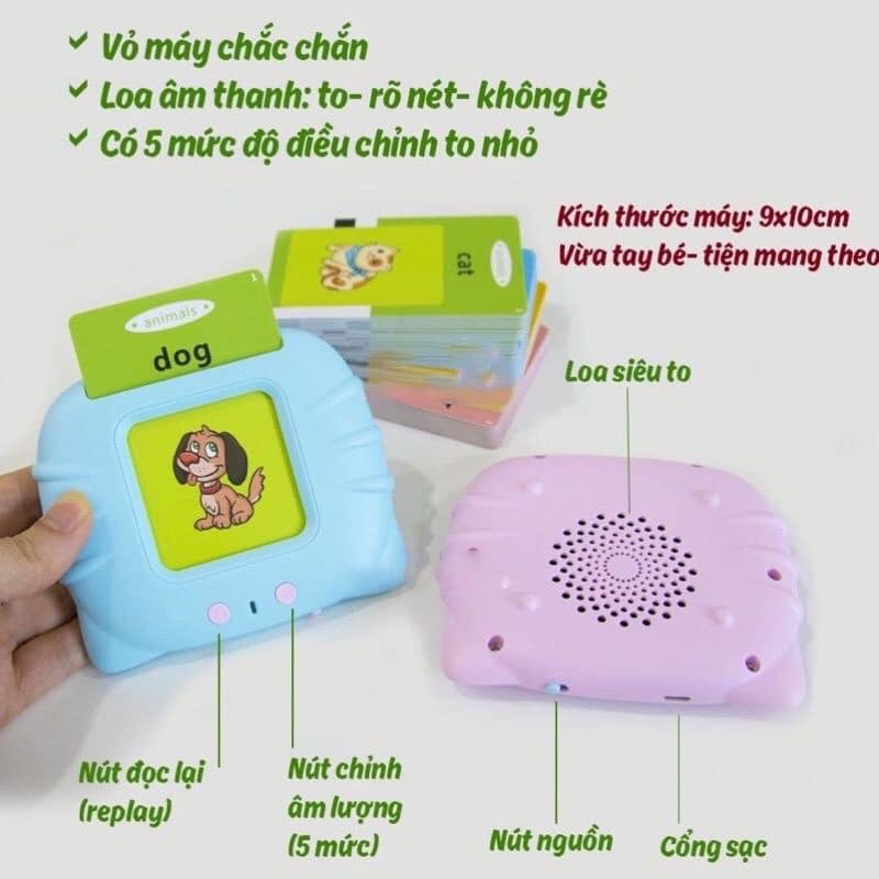 Máy đọc thẻ từ vựng TIẾNG ANH cầm tay nhỏ gọn, rõ tiếng cho bé