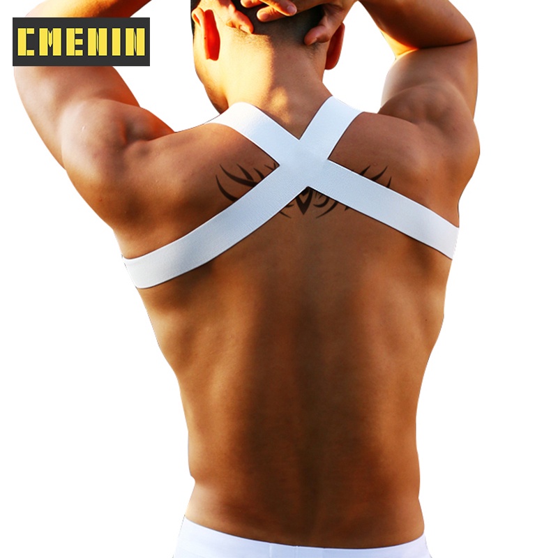 Dây đai đeo ngực CMENIN PU5507 co giãn màu trơn gợi cảm cho nam gay