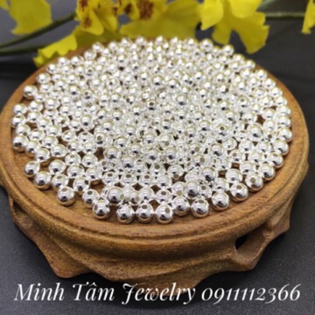 Combo 5 hạt bi trơn bạc S925 xâu vòng tay Minh Tâm Jewelry