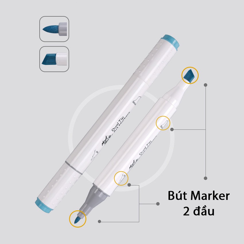 Bộ Bút Marker 12/24 Màu Mont Marte - Dual Tip Art Markers Premium - MMPM0022 / MMPM0028