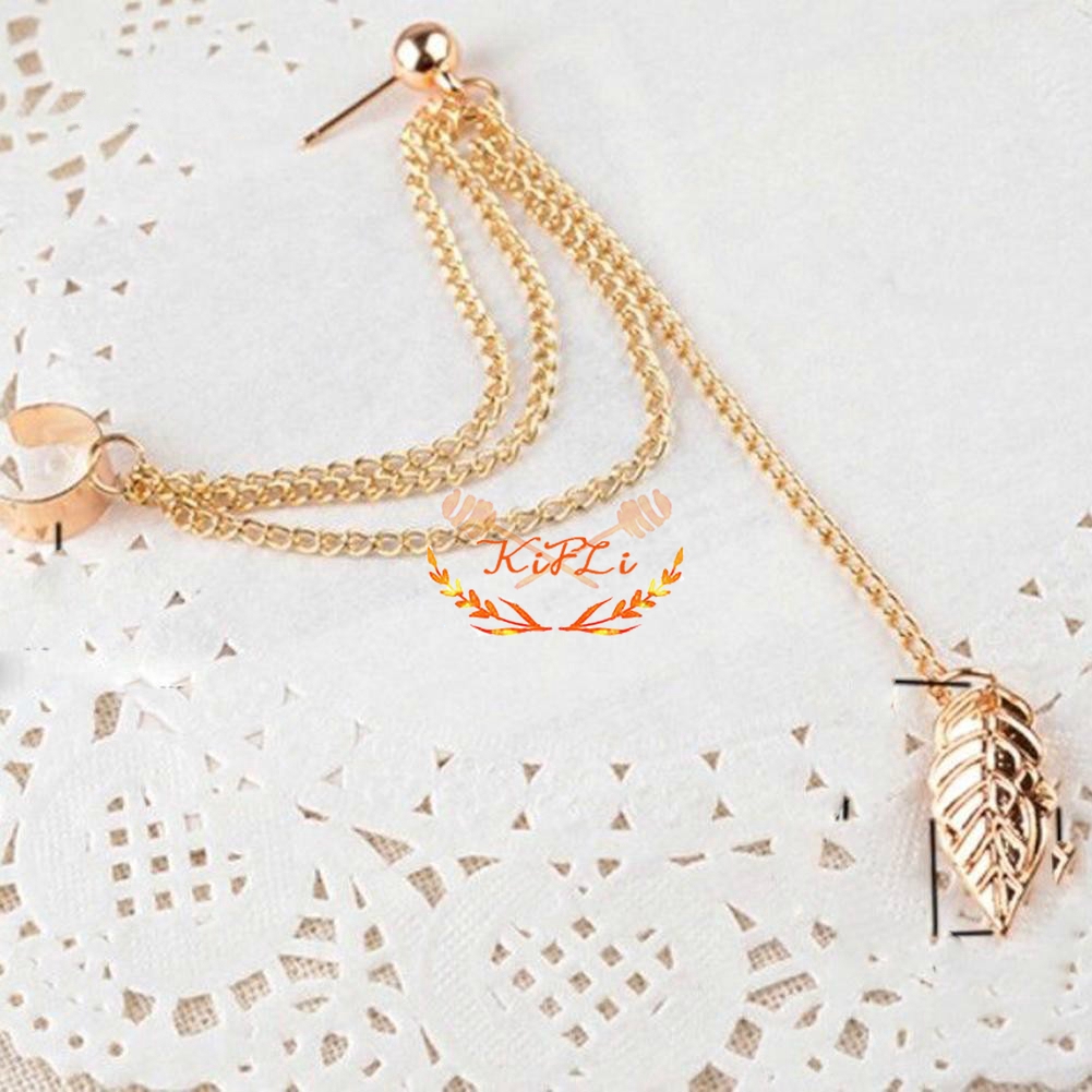 Khuyên tai hợp kim mặt hình chiếc lá phong cách thời trang