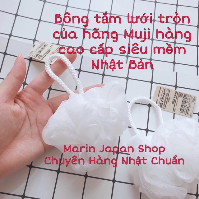 (Hàng Nhật) Bông tắm lưới tạo bọt tròn mềm mịn hàng chính hãng Muji Nhật Bản