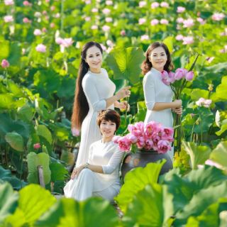 Áo dài trắng tà A lụa habutai cao cấp (cả bộ)