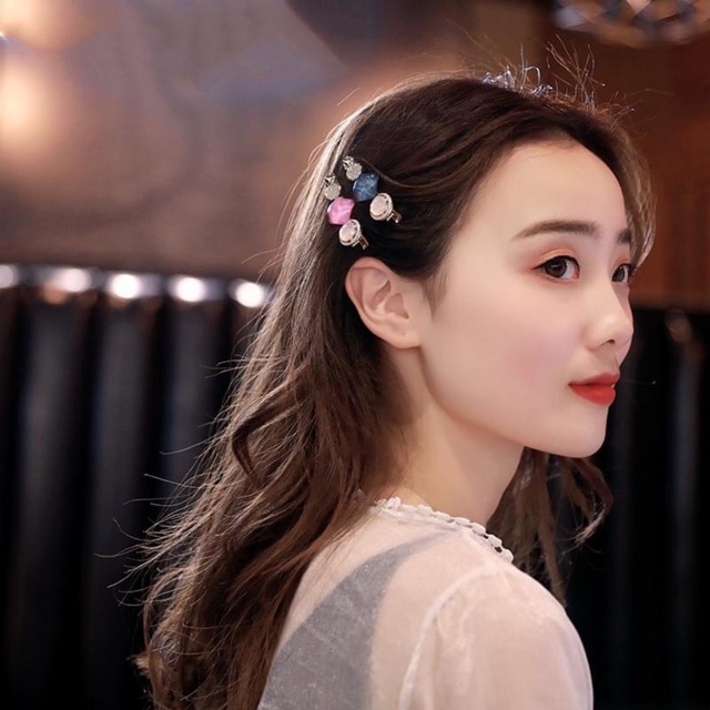 Kẹp tóc đính đá phong cách Hàn Quốc dễ thương