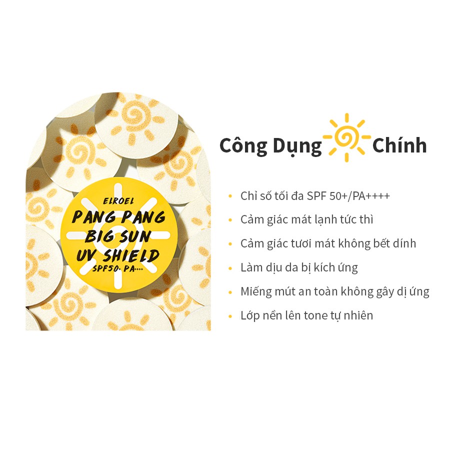 - Kem chống nắng dạng cushion Elroel Pang Pang Sun UV Shield SPF50+/PA++++ 12g