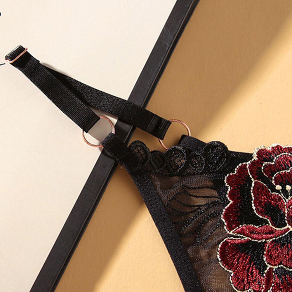 OCEANMAP Quần Lót Lọt Khe Thêu Hoa Thoáng Khí Màu Trơn Cho Nữ