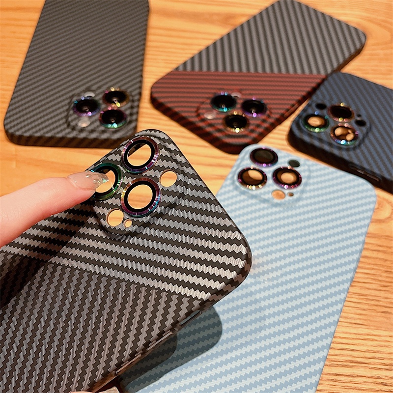 Ốp Điện Thoại Cứng Họa Tiết Sợi carbon Nhiều Màu Sang Trọng Chống Sốc Cho iphone 11 12 13 Pro Max ip12