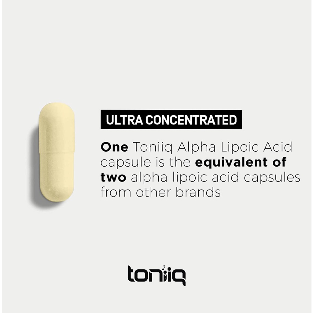 Alpha Lipoic Acid 1000mg TONIIQ, độ tinh khiết cao 99% bổ sung ALA hỗ trợ lượng đường trong máu khỏe mạnh, chống lão hóa