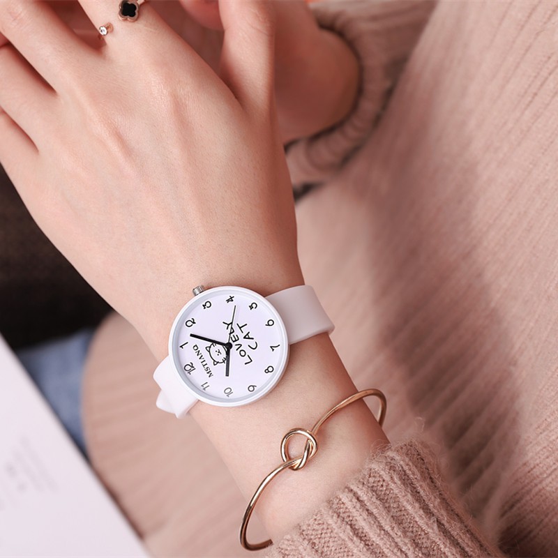 Đồng hồ cao su nam nữ MSTIANQ nhiều màu, mặt con Mèo , con Heo rất dễ thương. ( Mã: MST06) | BigBuy360 - bigbuy360.vn