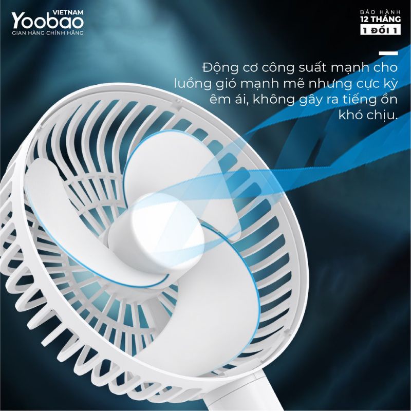 Quạt sạc yoobao f01 10000 mah chạy liên tục từ 12h đến 60h